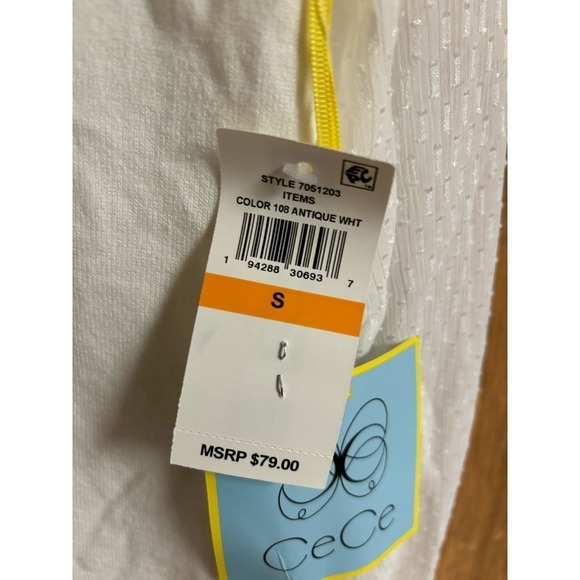 CeCe Cotton Blend Long Sheer Swiss Dot Balloon Sleeves Size S - Picture 8 of 11